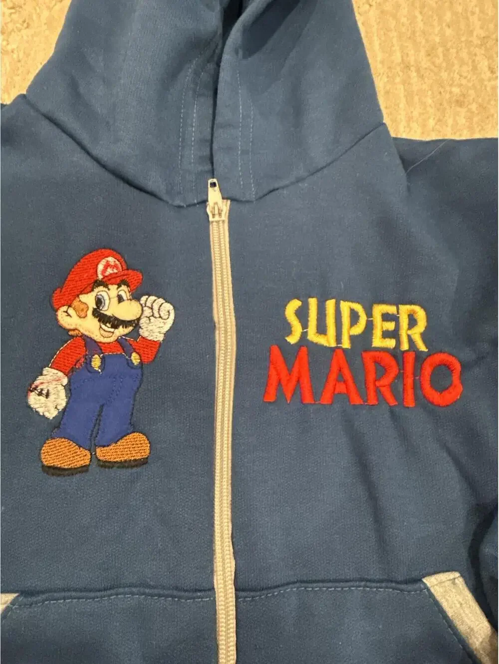 Kids Nintendo Super Mario Full-Zip Hooded Sweatshirt Navy Size 4